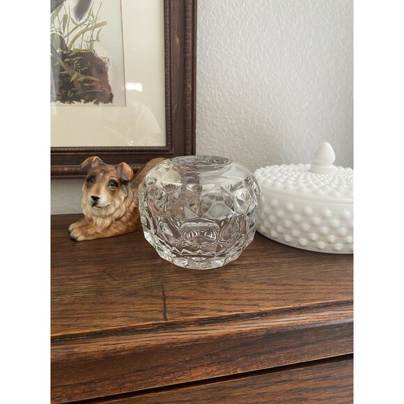Rare Vintage Fostoria Cubist Rose Vase Rose Bowl Votive Candle Holder Tea Light - Picture 1 of 4